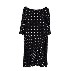 Lauren Ralph Lauren Polka Dot Pleated Dress size 18 Half Sleeve Black White